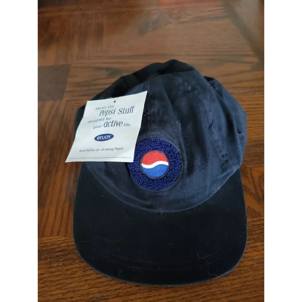 Vintage Pepsi Cola Logo Adjustable Strapback Blue Baseball Hat Cap USA w/tag
